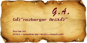 Günszberger Anikó névjegykártya
